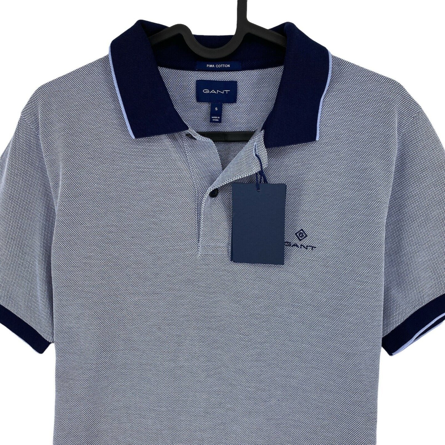 GANT Blue 4 Col Oxford Pique Rugger Polo Shirt Size S