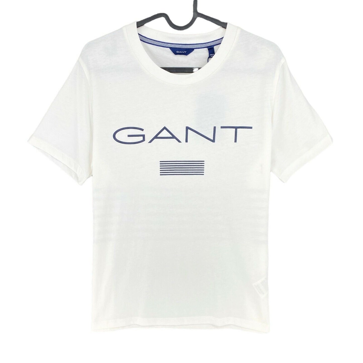 GANT White Stripes Crew Neck T Shirt Size M