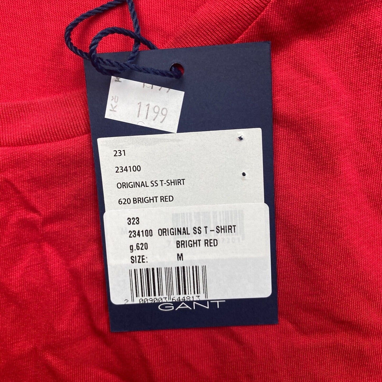 GANT Men Red Original Crew Neck Short Sleeves T Shirt Size M