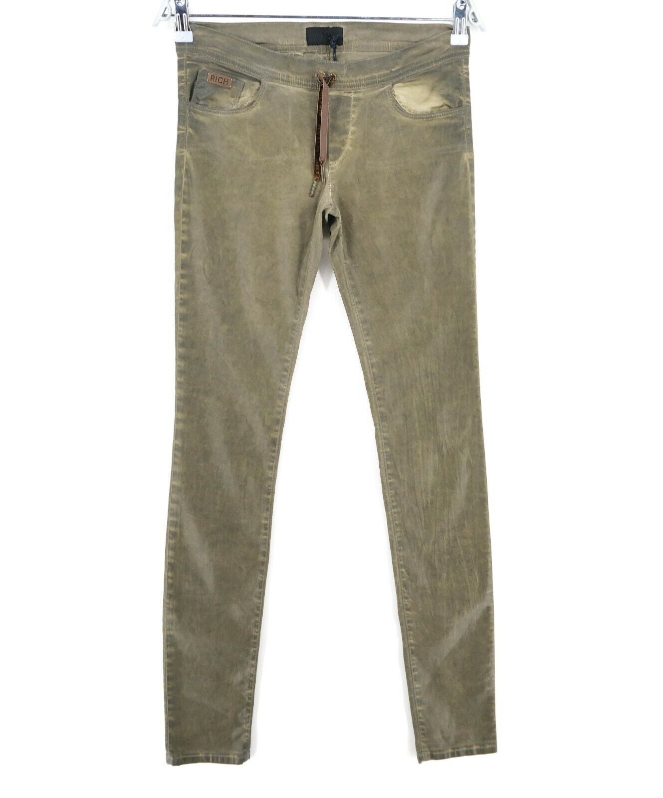 John RICHMOND DENIM Green Waxed Skinny Pants Size IT 42 EU 38 UK 10 US 8