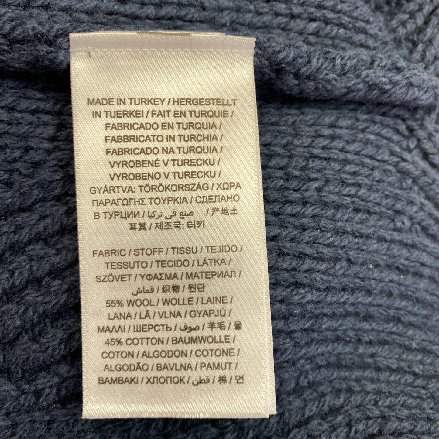 GANT Pullover mit Rundhalsausschnitt und grafischem Zopfmuster, Marineblau, Größe S