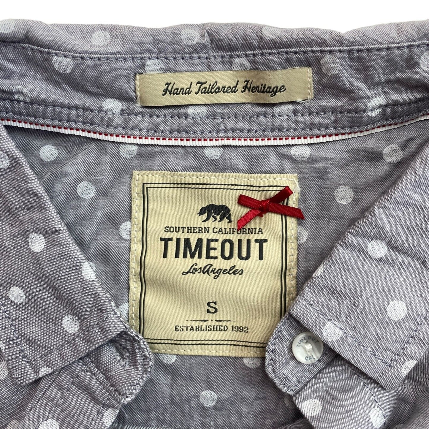 TIME OUT Grey Dot Print 100% Cotton Shirt Size S