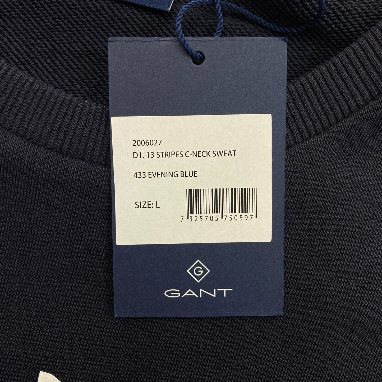 GANT Bleu Marine 13 Rayures Crew Neck Jumper Pull Taille L