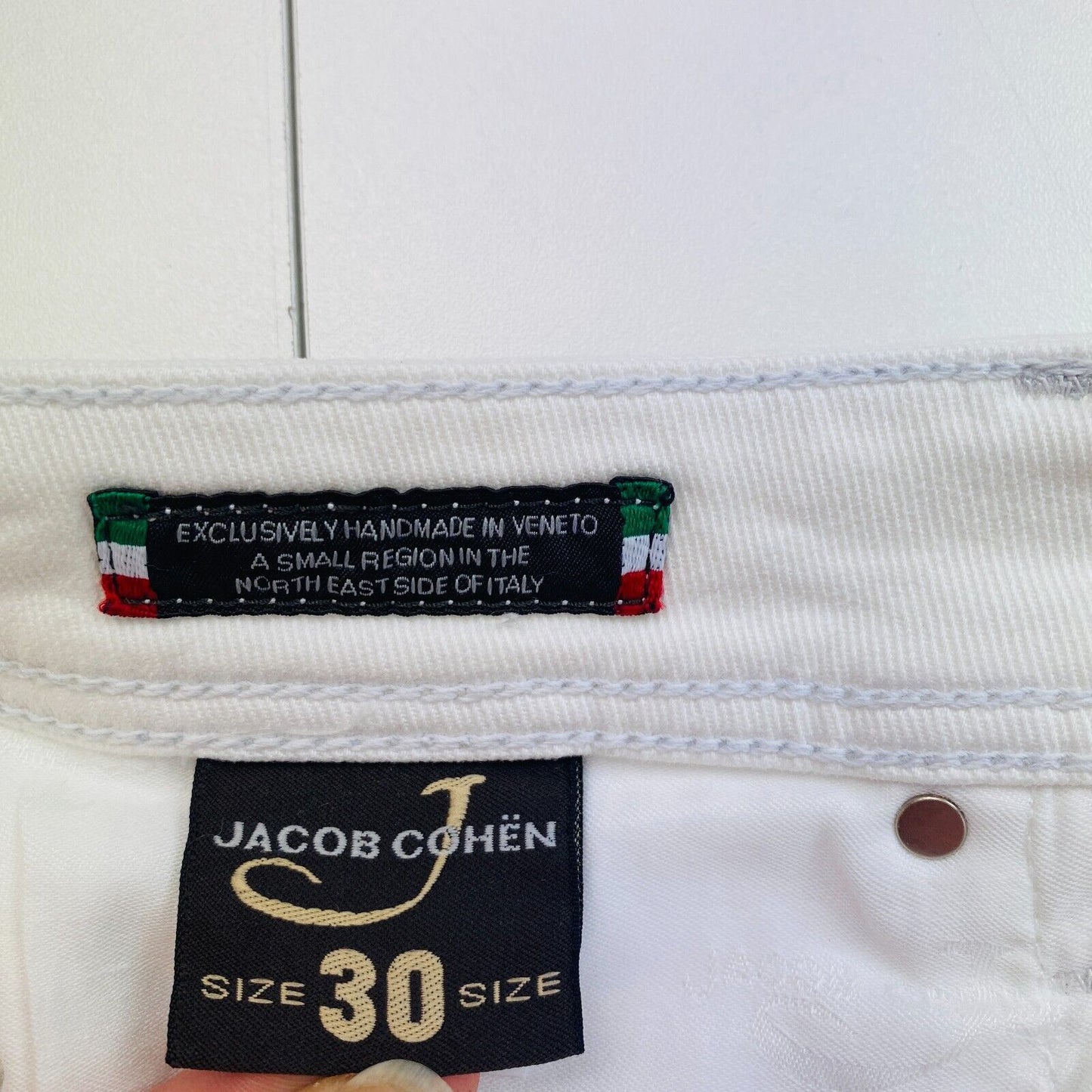 Jacob Cohen Homme 688 C Jean slim blanc Taille W30 L34 Fabriqué en Italie