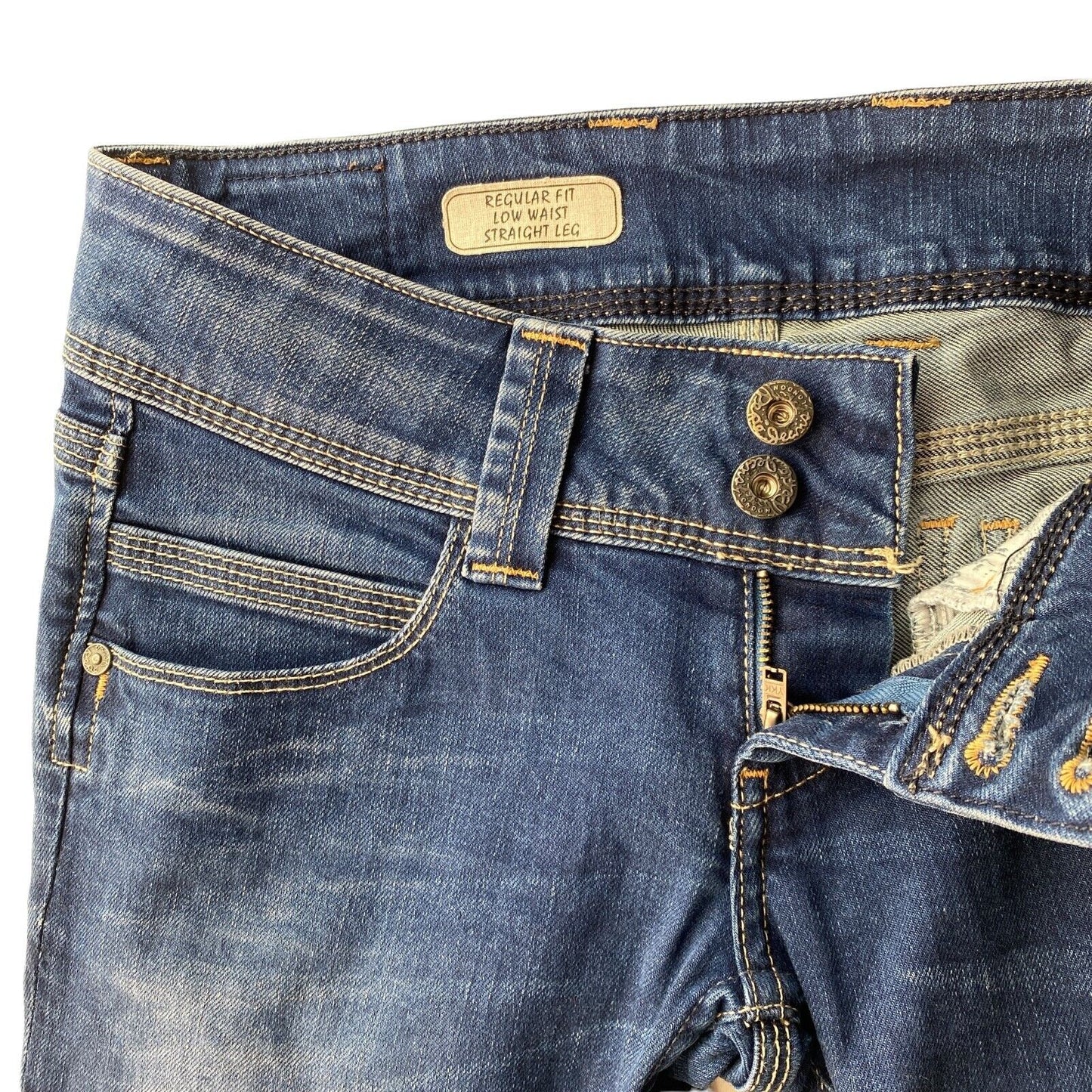 Pepe Jeans Women Blue Low Waist Regular Straight Fit Jeans Size W26 L32