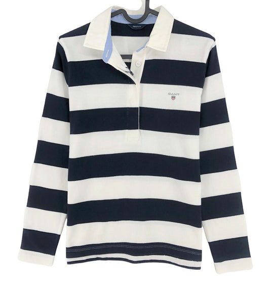 GANT Navy Blue Original Bar Stripe Heavy Rugger Jumper Pullover Size XS