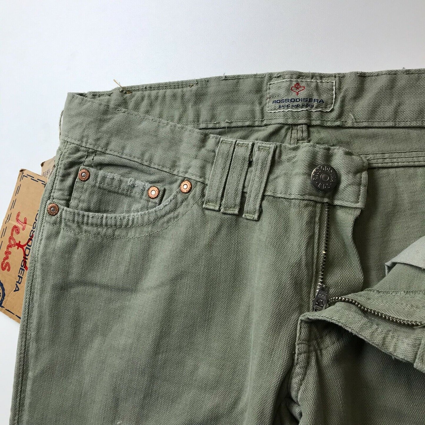 ROSSODISERA Damen Jeans in Beige, Regular Straight Fit, Größe 42 W30, hergestellt in Italien