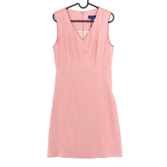 GANT Pink Stretch Linen V Neck Dress Size EU 36 UK 10 US 6