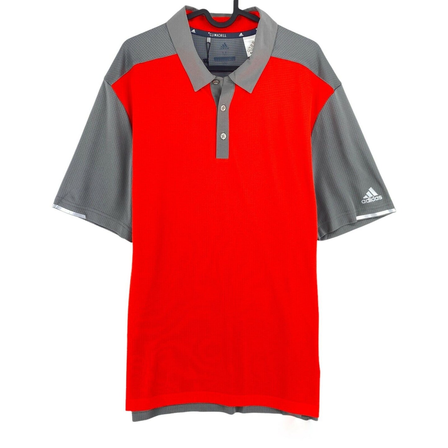 Adidas Golf Climachill Grey Red Block Polo Shirt Size M