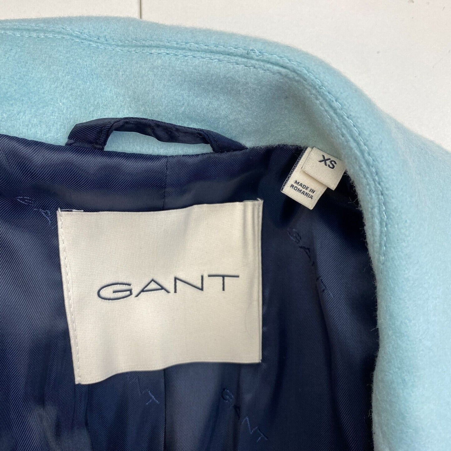 GANT Women Blue Wool Blend Tailored Coat Jacket Size XS