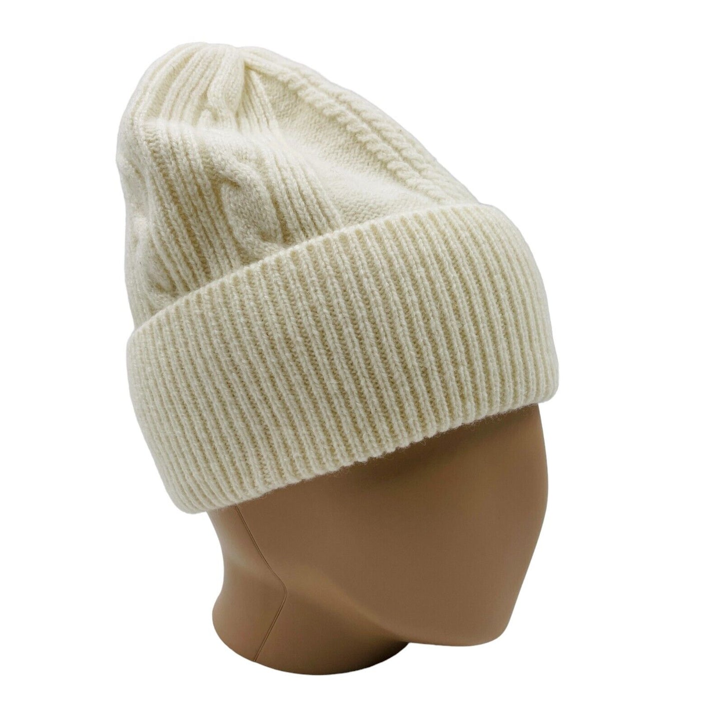 GANT Beanie-Mütze, 100 % Wolle, grobes Zopfmuster, Milchweiß, Einheitsgröße