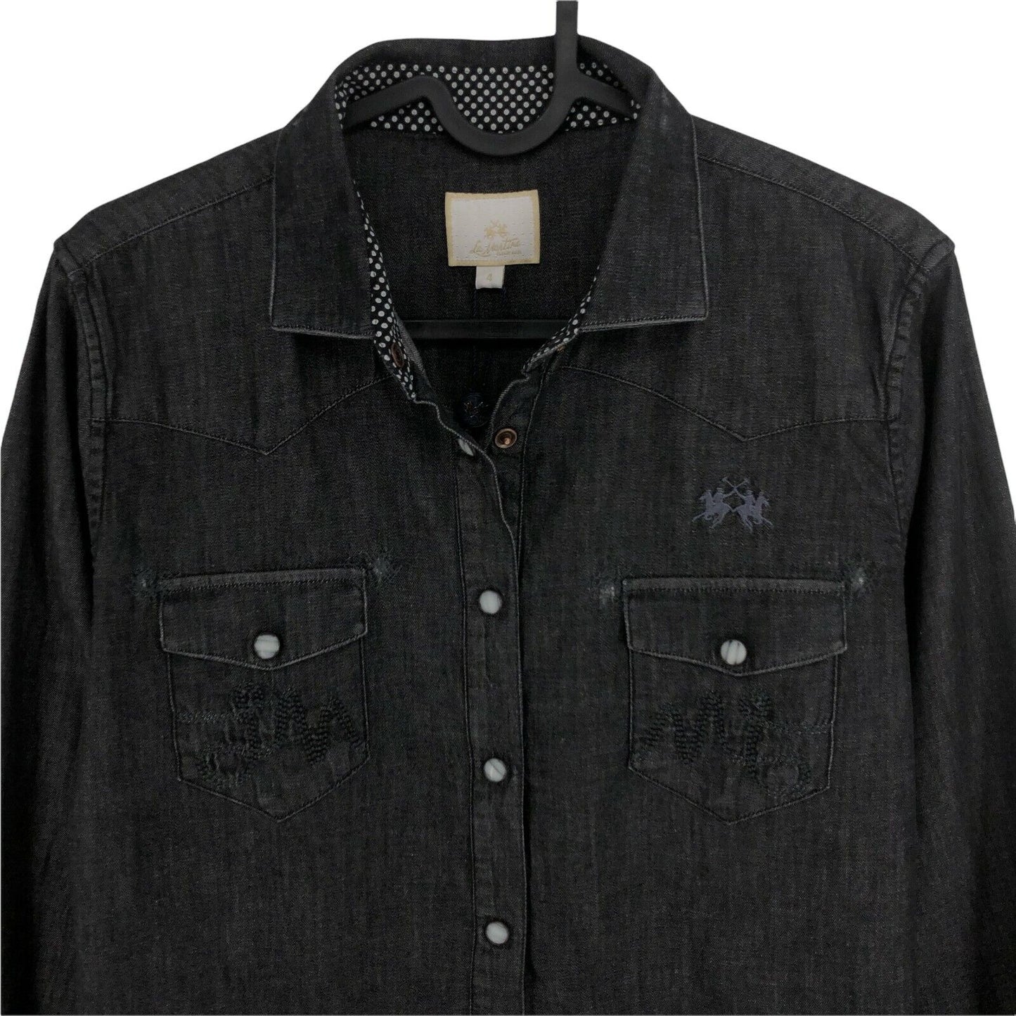 LA MARTINA Dark Grey Denim Shirt Size 4 / XL