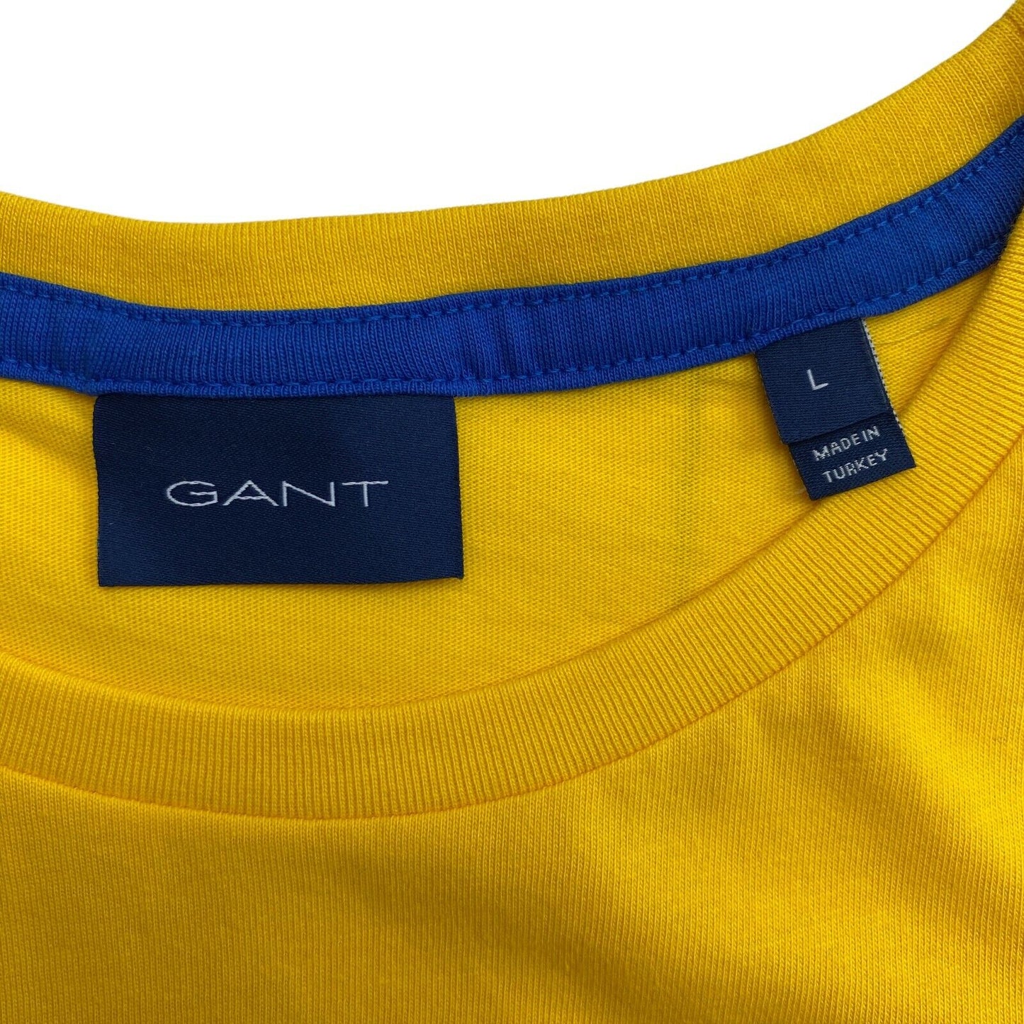 GANT Yellow Contrast Collar Crew Neck T Shirt Size L