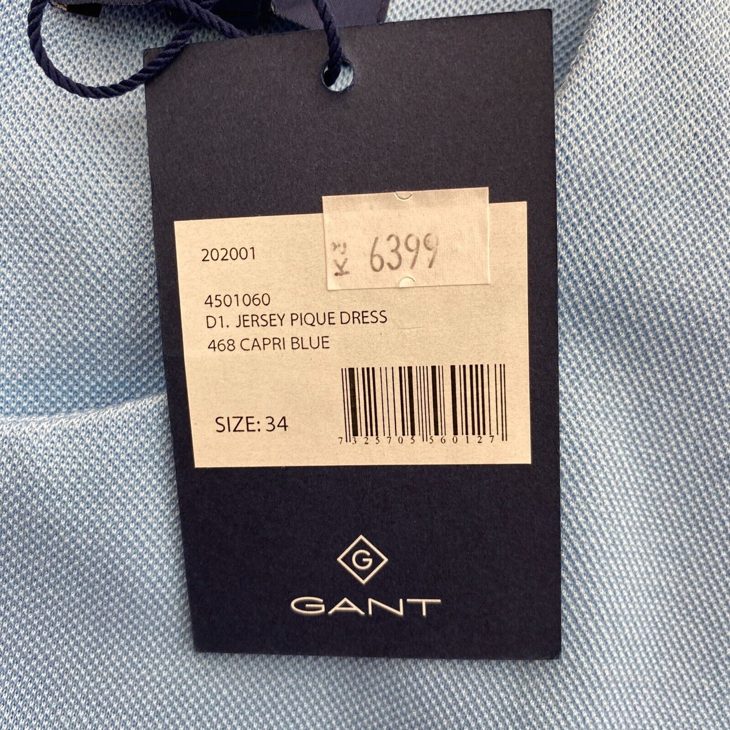 GANT Robe piqué en jersey bleu clair Taille EU 34 UK 6 US 4