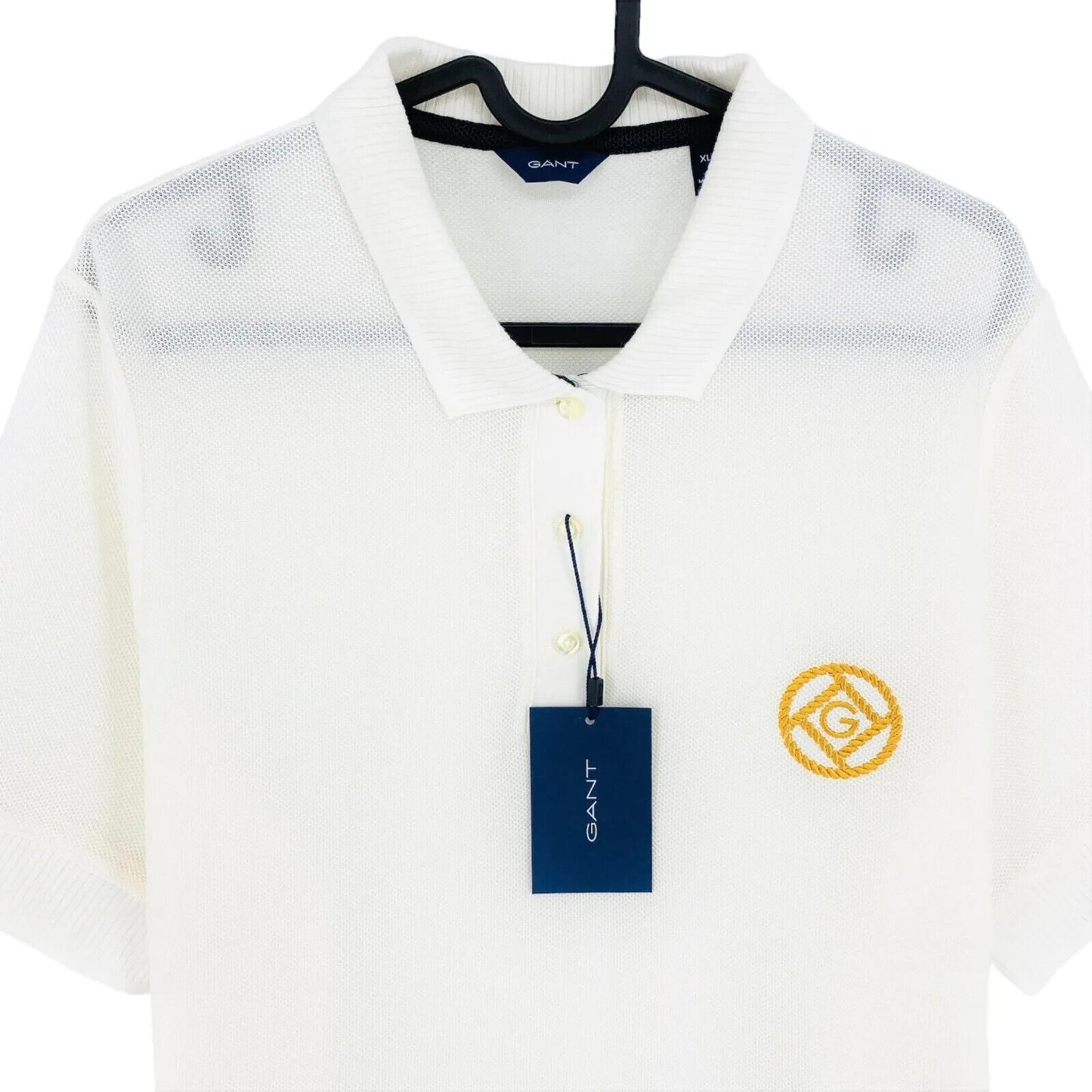 GANT Women White Rope Icon Pique Polo Shirt Size M