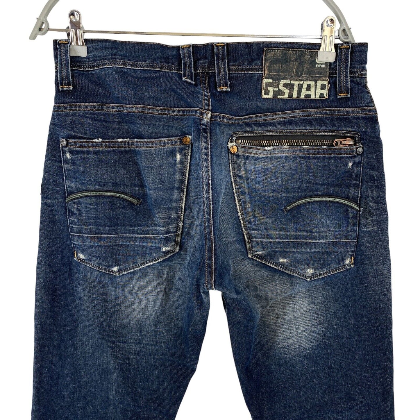 G-STAR ATTACC Dark Blue Regular Straight Fit Jeans Size W32 L32 Made In Italy