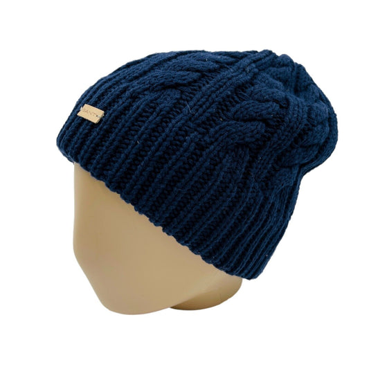 GANT Dark Blue Cable Knit Cotton Blend Beanie Hat One Size