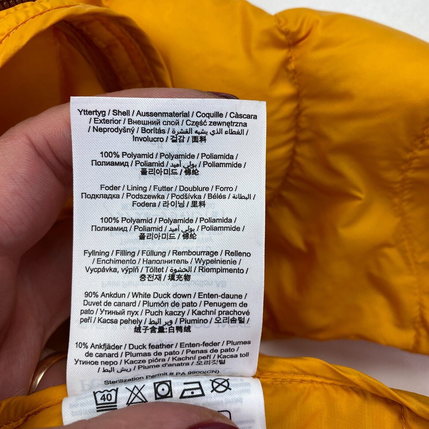 Peak Performance JR Yellow Helium Down Hood Jacket Coat Size 140 cm