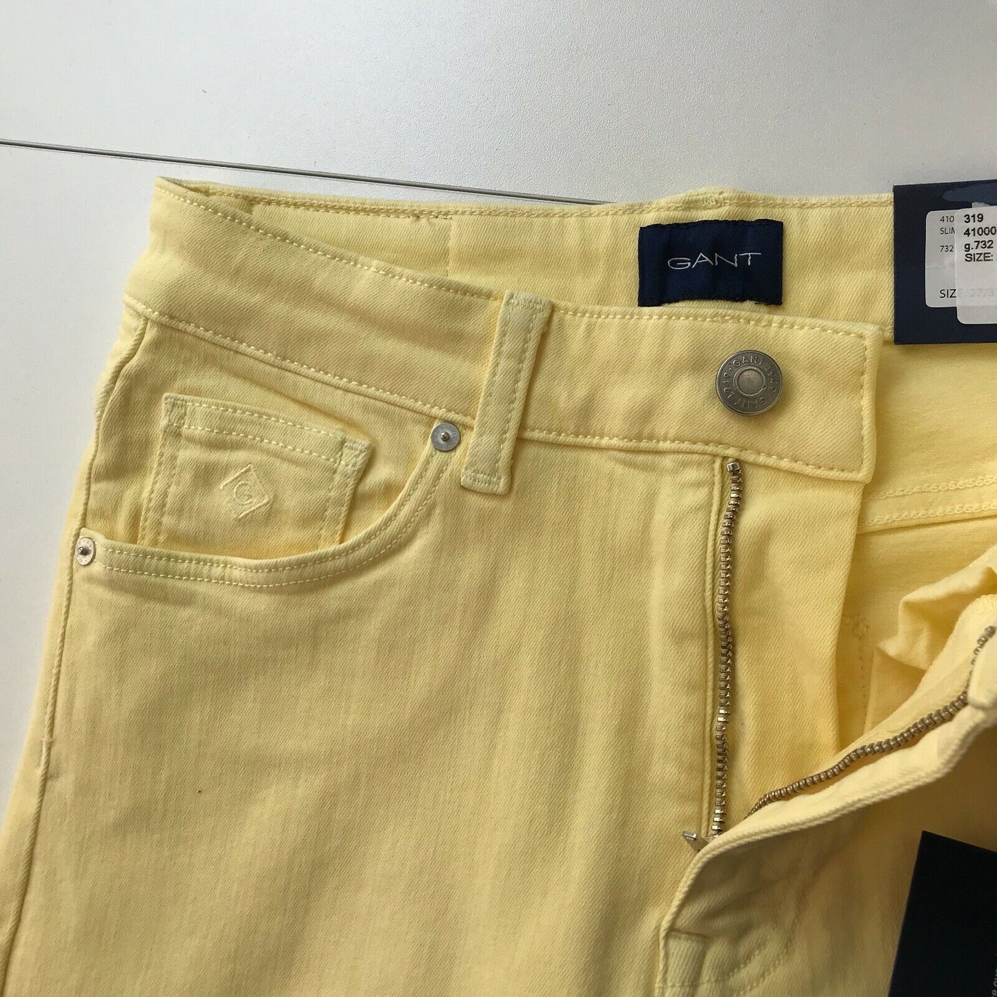 GANT Women Yellow Stretch Mid Rise Slim Fit Jeans Size W27 L32