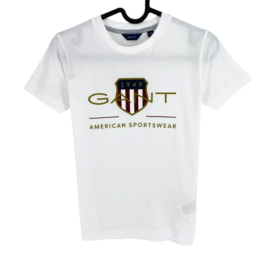 GANT Boys White Archive Shield Crew Neck T-Shirt Size 7-8 Years 122/128 cm