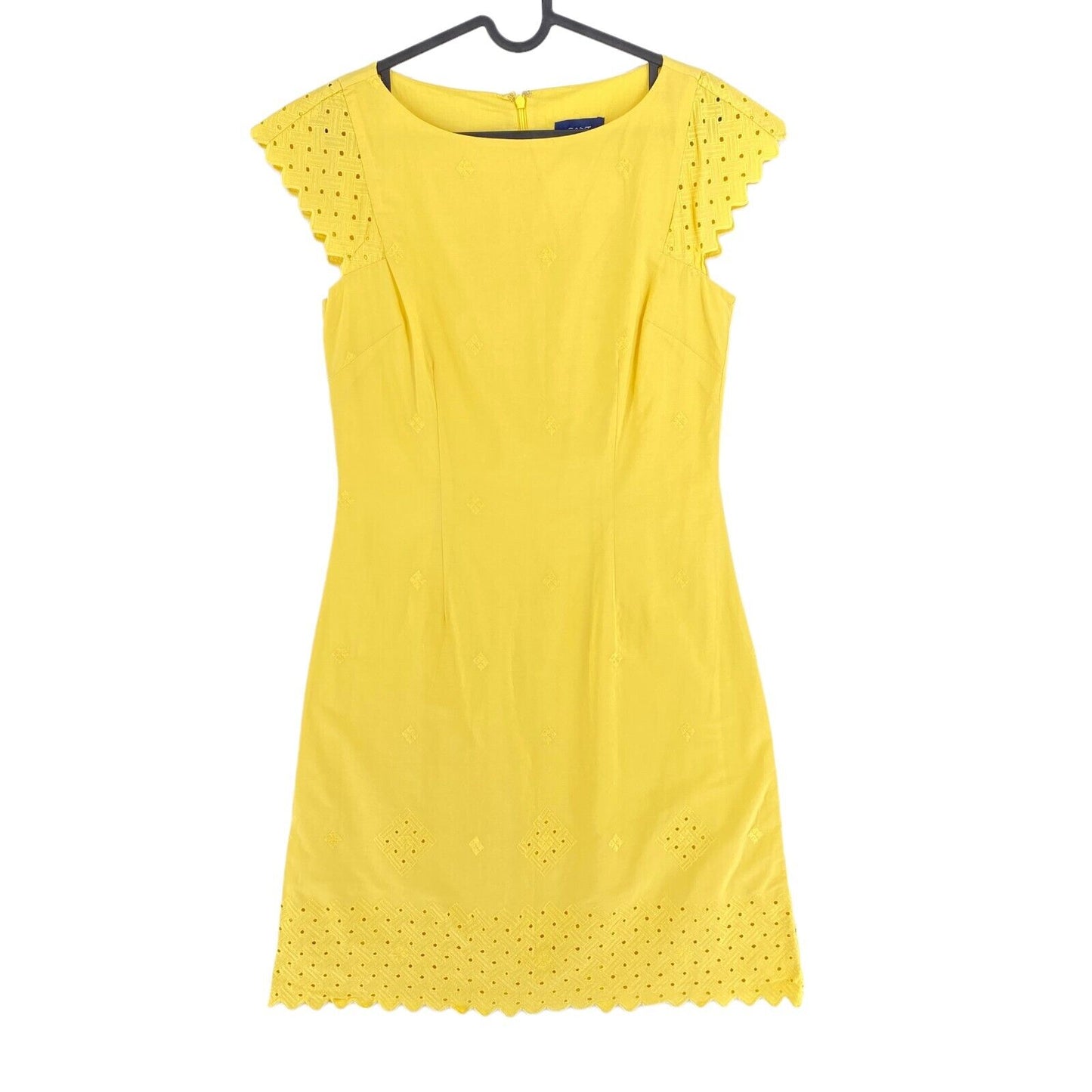 GANT Yellow Broderie Anglaise Crew Neck Dress Size EU 36 UK 8 US 6