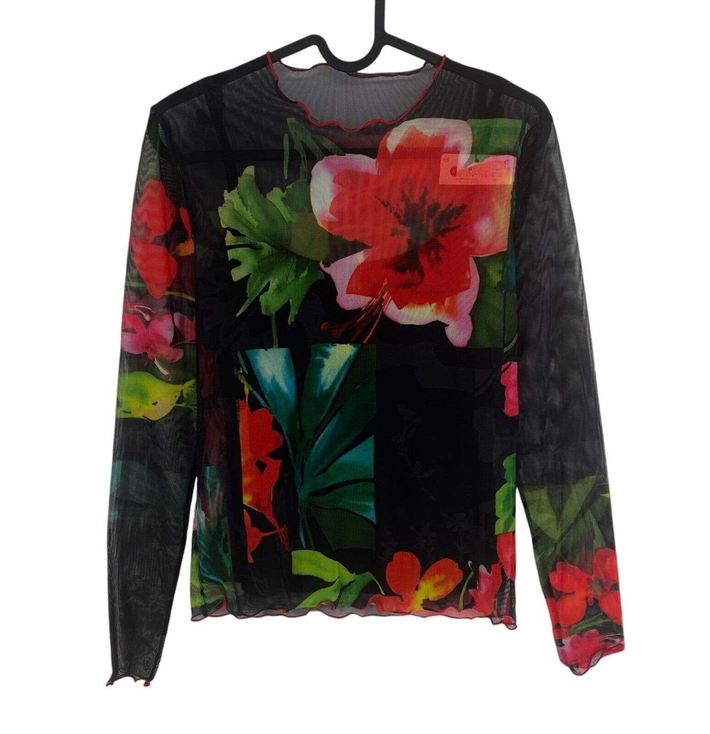 DESIGUAL Women Black SPRING GARDEN Long Sleeve T Shirt Size S