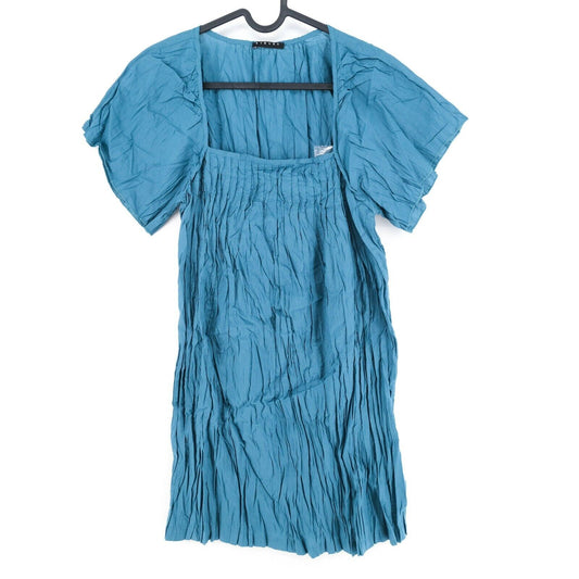 SISLEY Robe Froissée Col Carré Bleu Taille XS S