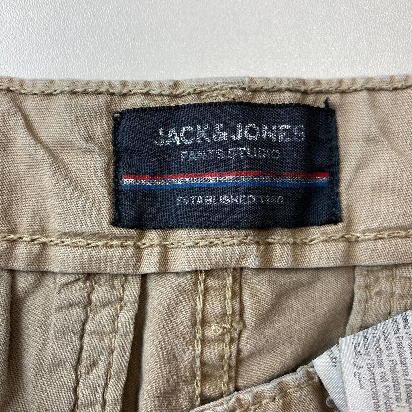 JACK & JONES Beige Loose Tapered Fit Chino Cargo Trousers W30 L32