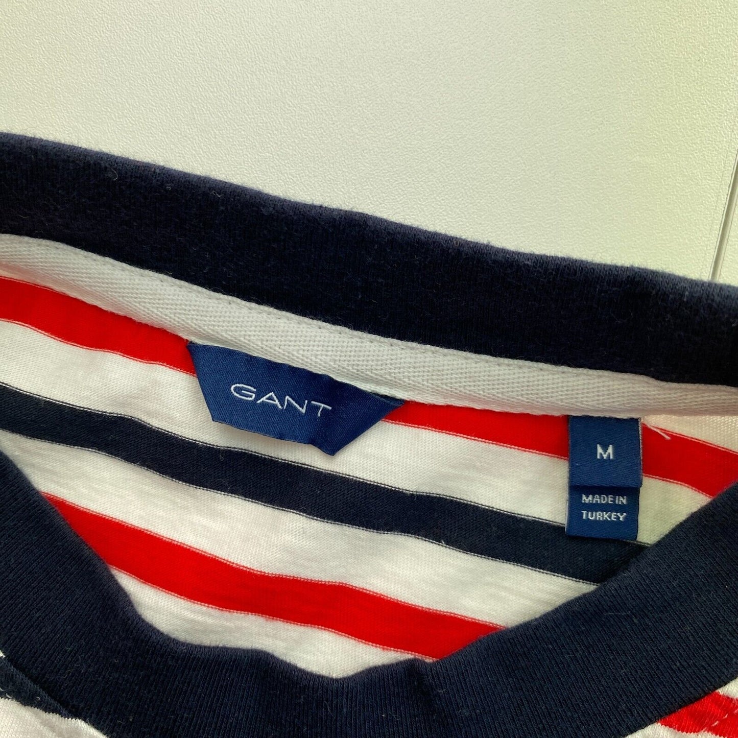 GANT Navy Blue Striped Crew Neck SS T Shirt Size M