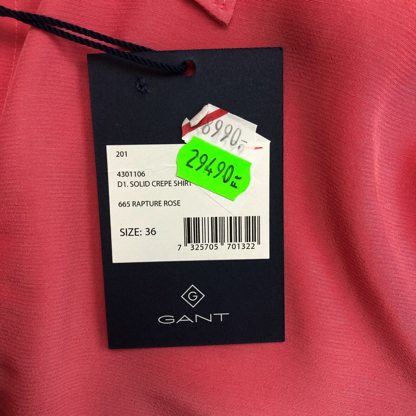 GANT Pink Solid Crepe Shirt Size EU 36 UK 8 US 6