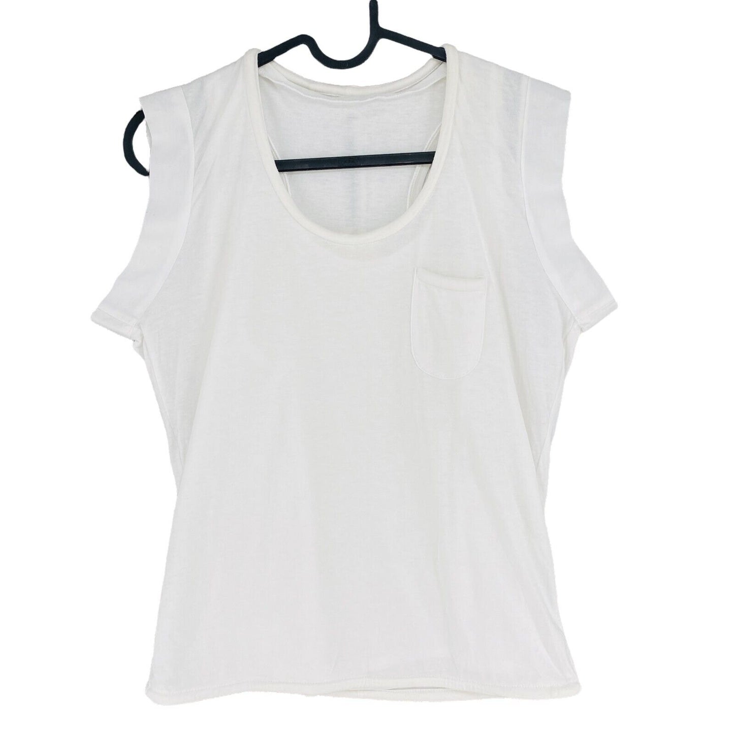 Eryn Brinie White 100% Cotton Sleeveless Round Neck T-Shirt Top Size S