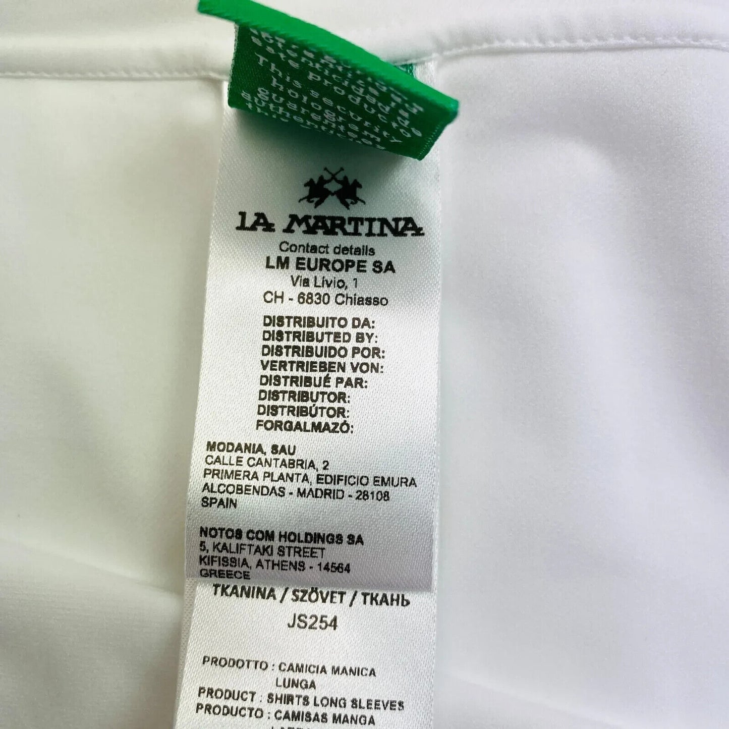 LA MARTINA Blue Ribbon Mens White Active Stretch Shirt Size 18 EUR 45