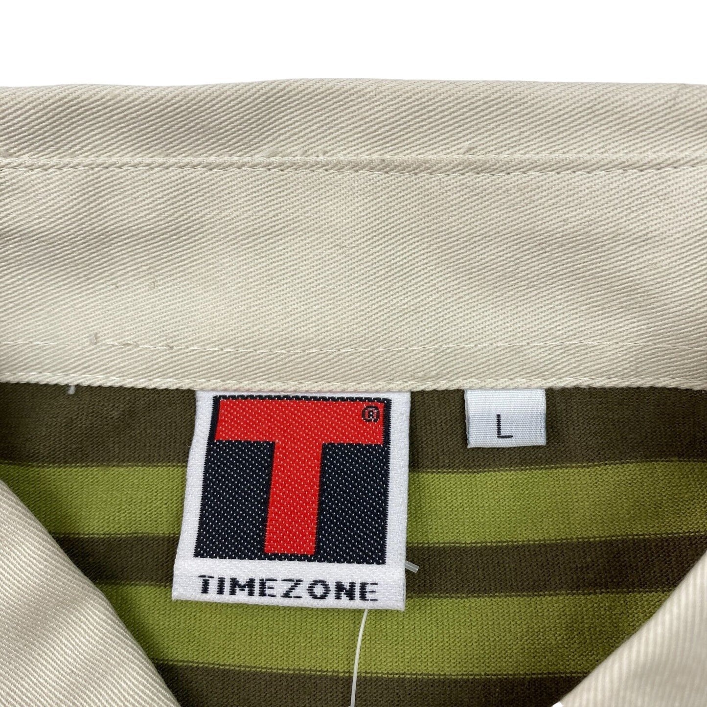 TIMEZONE Striped Green 100% Cotton Polo Sweatshirt Jumper Size L