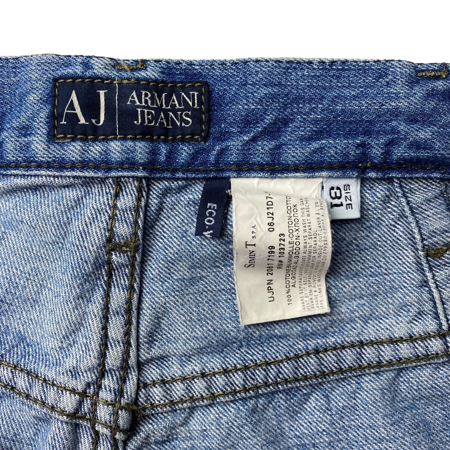 ARMANI JEANS INDIGO 006 Blue Regular Straight Fit Jeans W31 L32