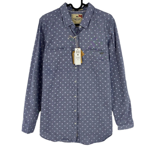 TIMEOUT Women Blue Dot Print 100% Cotton Shirt Size L