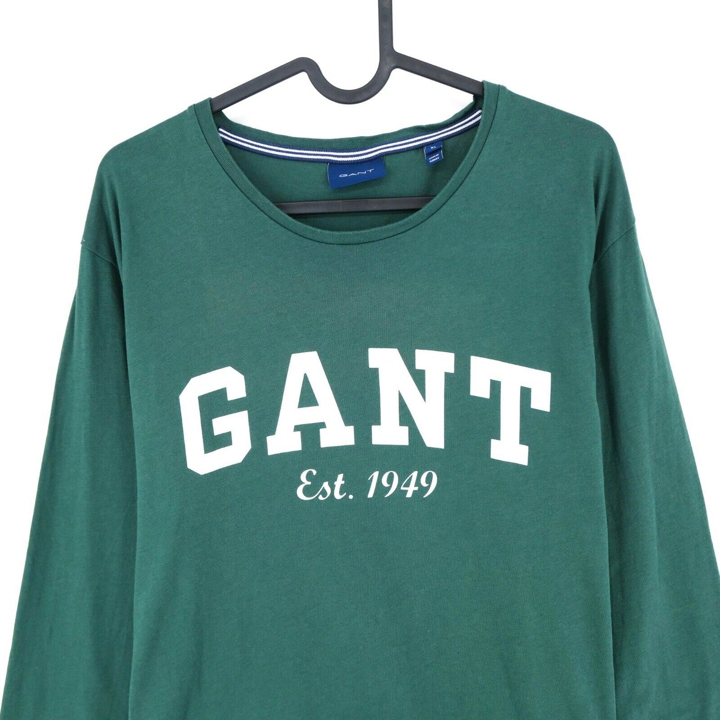 GANT T-shirt à manches longues et col rond vert avec grand logo taille XL