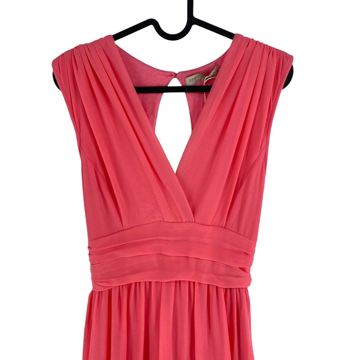 RINASCIMENTO Women Pink V Neck Sleeveless Flared Dress Size S