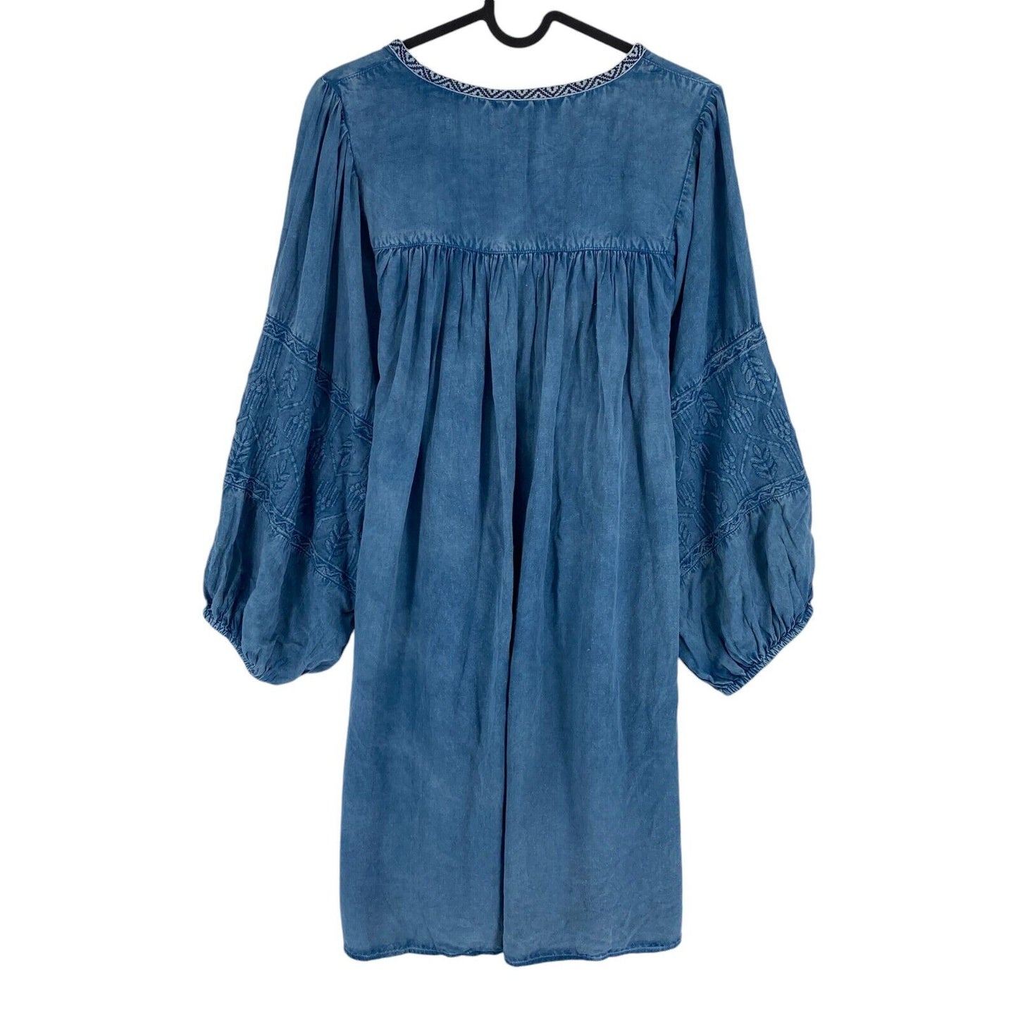 Smashed Lemon Women Blue Flared Long Sleeves Dress Size L EU 40 UK 14