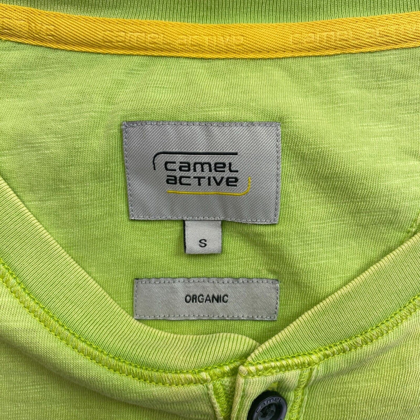 Camel Active Men Green Solid Short Sleeve Henley Neck T Shirt Size S