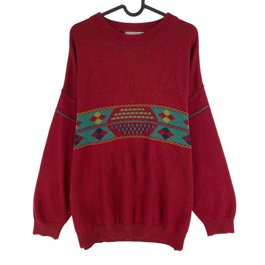 Cosby vintage Rétro années 90 SAFFO Pull Rouge Pull Taille EU 54 UK/US 44