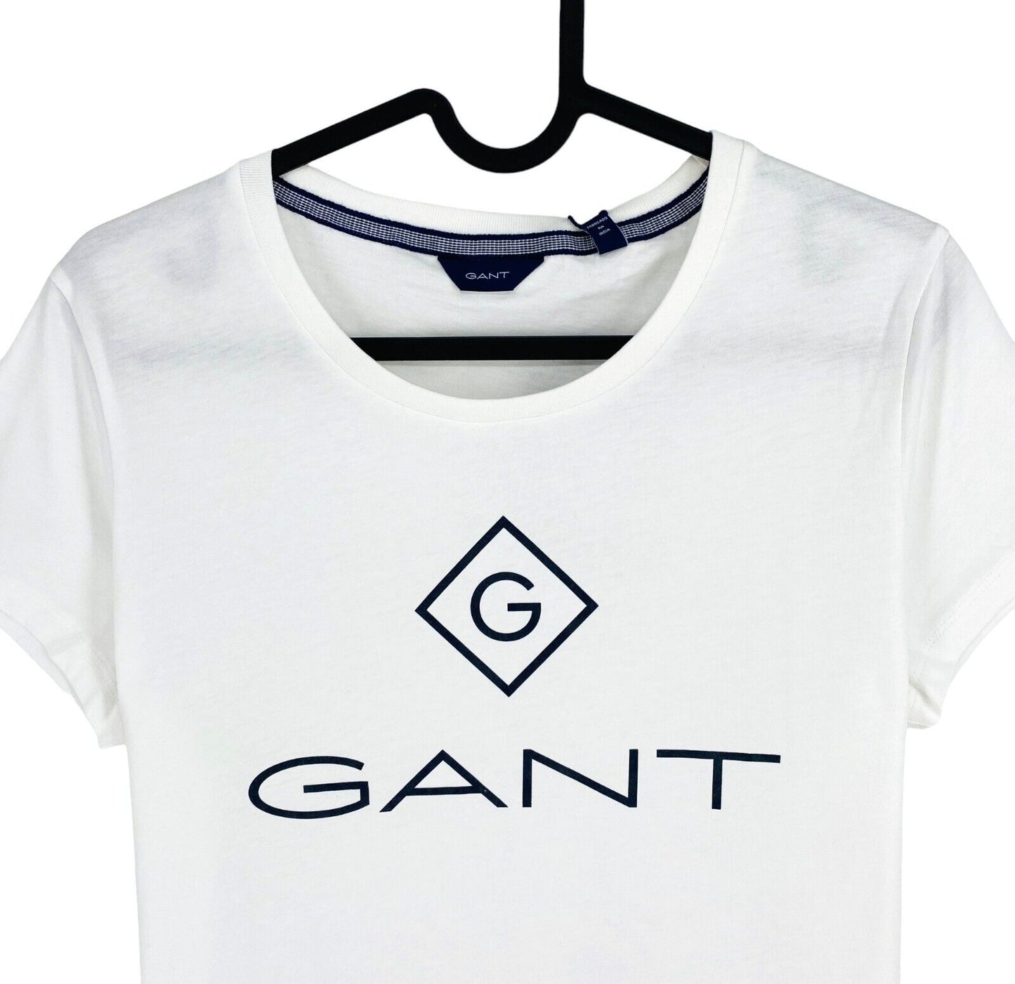 GANT Women White Lock Up Crew Neck Short Sleeves T Shirt Size M