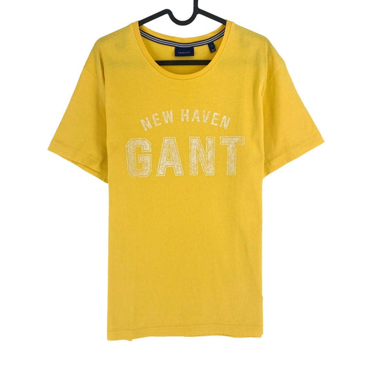 GANT Men Yellow Logo Crew Neck Short Sleeve T Shirt Size L