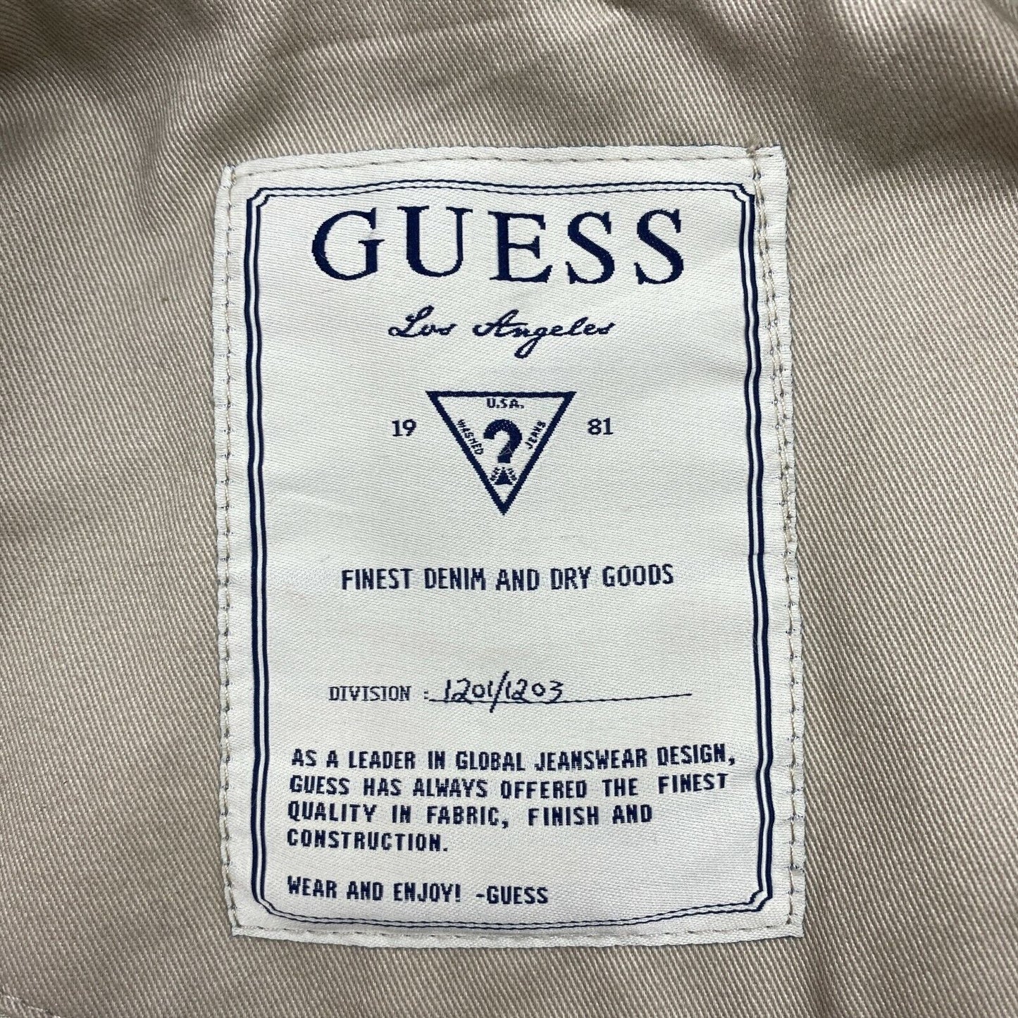 GUESS Beige 100% Cotton Trench Coat Size M