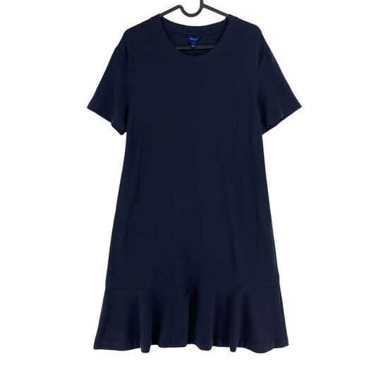 GANT – Jerseykleid in A-Linie mit Rundhalsausschnitt, Marineblau, Größe S