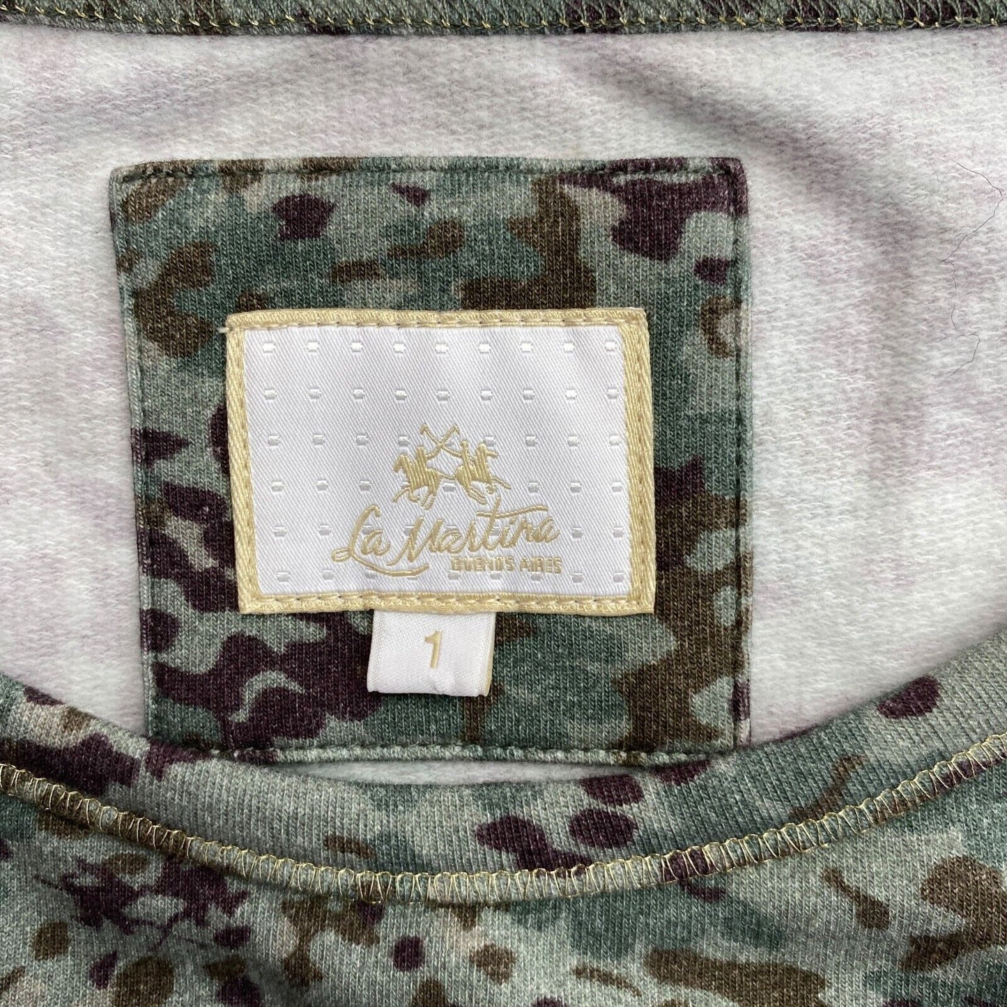 LA MARTINA Green Camo Fleece Crew Neck Sweater Jumper Size 1 / XS