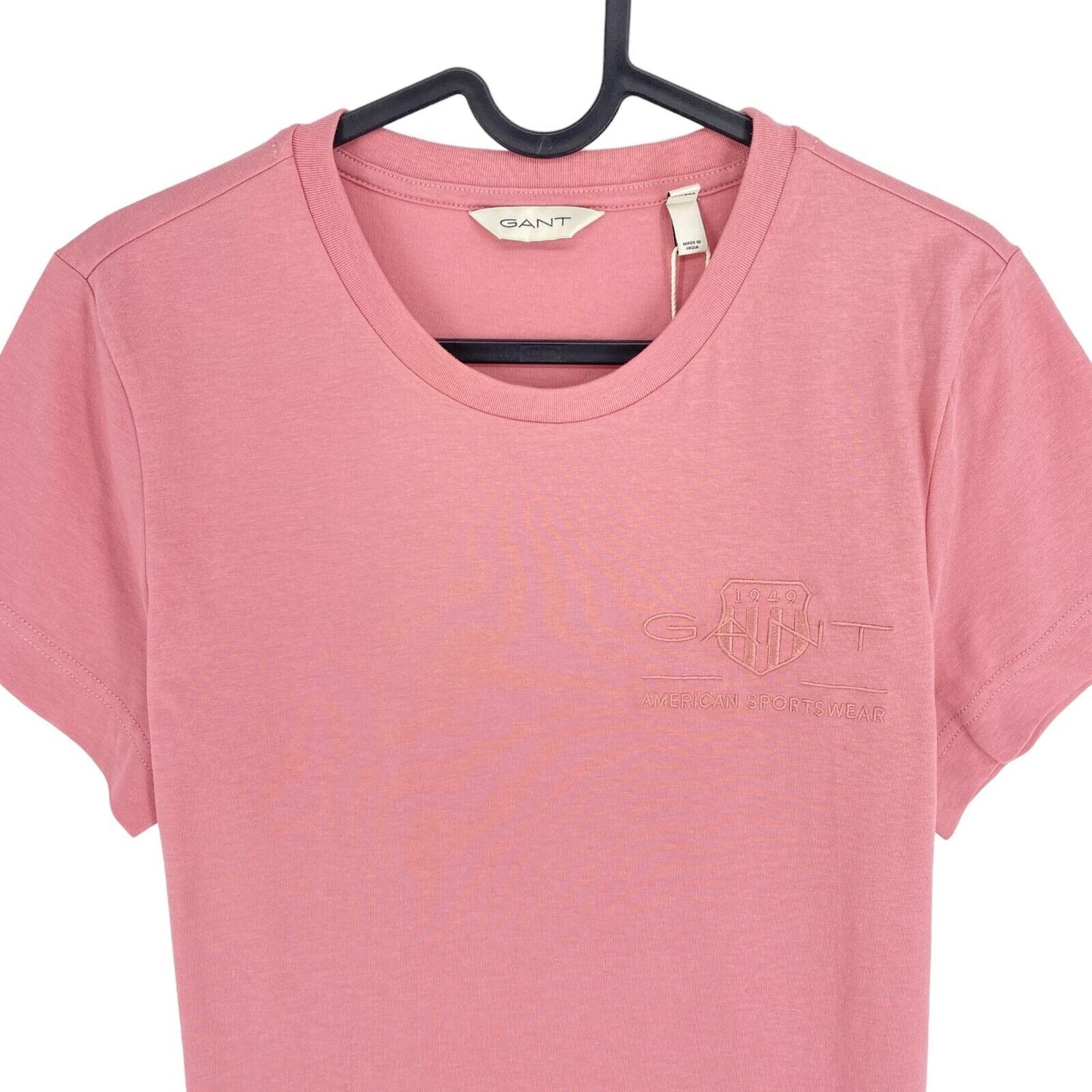 GANT Women Pink Reg Tonal Shield Crew Neck Short Sleeves T Shirt Size M