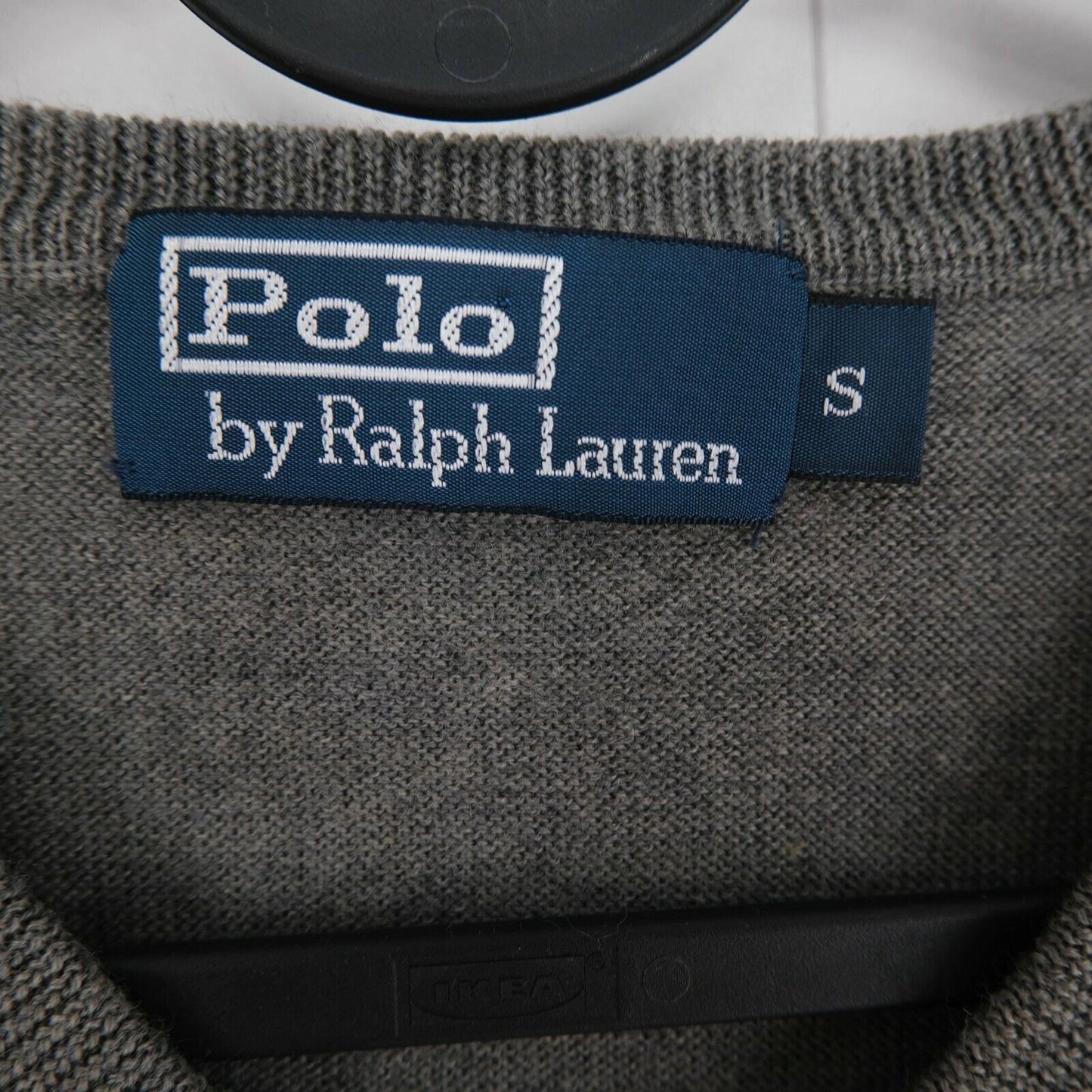 POLO Ralph Lauren Grey V Neck Jumper Sweater Pullover Size S