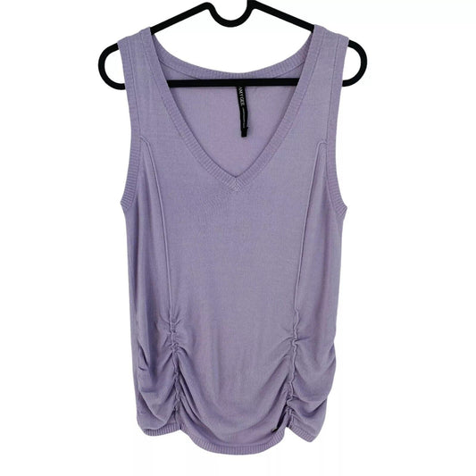 AMY GEE Women Purple V Neck Tank Top Size S