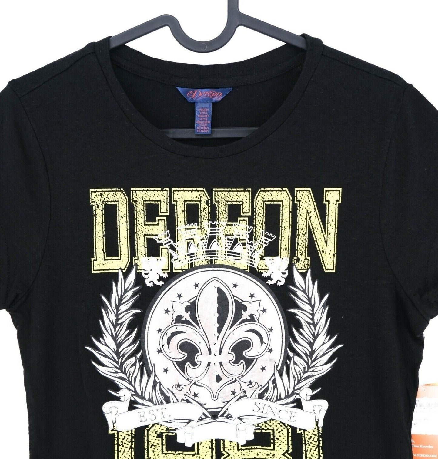 DEREON Black Crew Neck Top T Shirt Size M