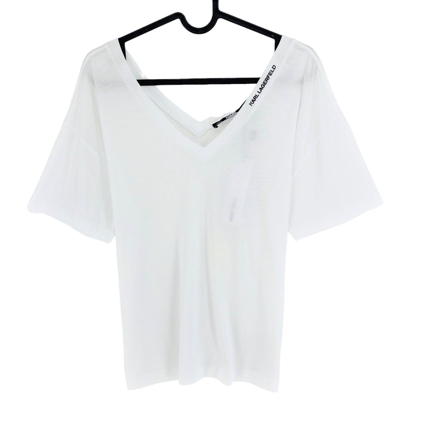 Karl Lagerfeld White Double V Neck T Shirt Size S